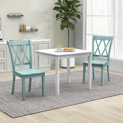 Costway Set of 2 Wood Dining Chair Cross Back Dining Room Side Chair Home Kitchen
