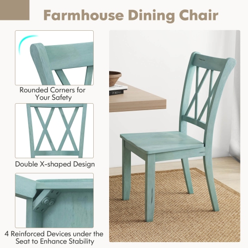 Costway Set of 2 Wood Dining Chair Cross Back Dining Room Side Chair Home Kitchen