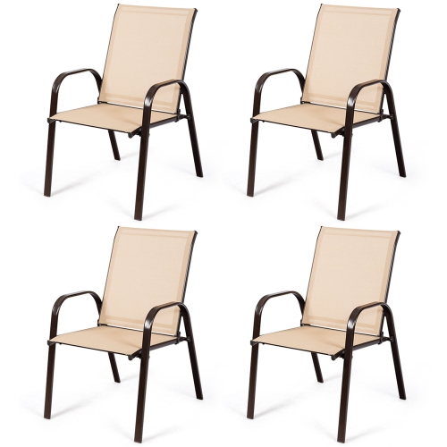 Costway 4PCS Patio Chairs Garden Deck Yard W/Armrest