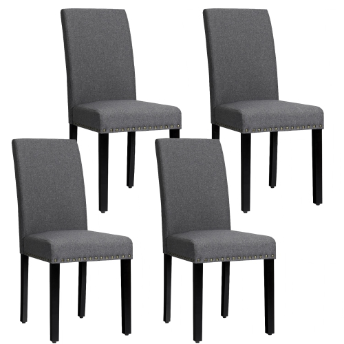 Costway Set of 4 Fabric Dining Chairs w/ Nailhead Trim Grey