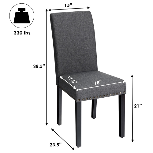 Costway Set of 4 Fabric Dining Chairs w/ Nailhead Trim Grey