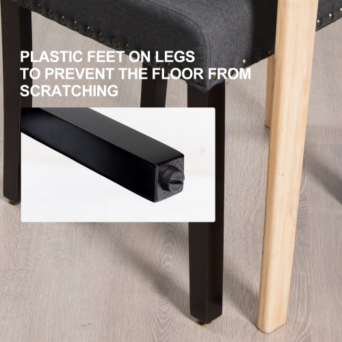 Costway Set of 4 Fabric Dining Chairs w/ Nailhead Trim Grey