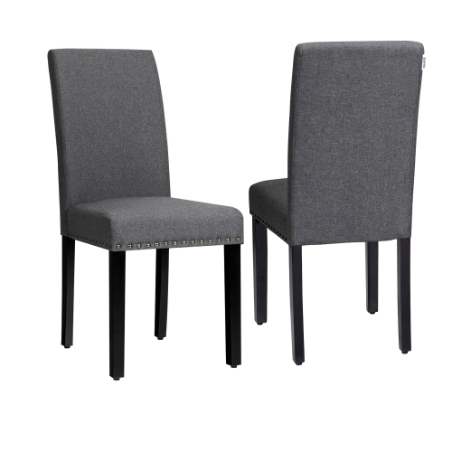 Costway Set of 4 Fabric Dining Chairs w/ Nailhead Trim Grey