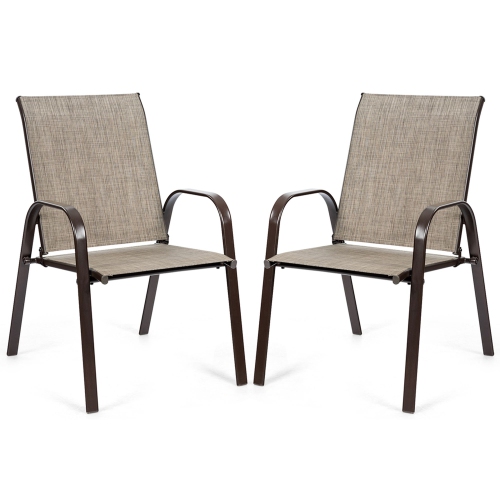 Costway 2PCS Patio Chairs Deck Yard W/Armrest