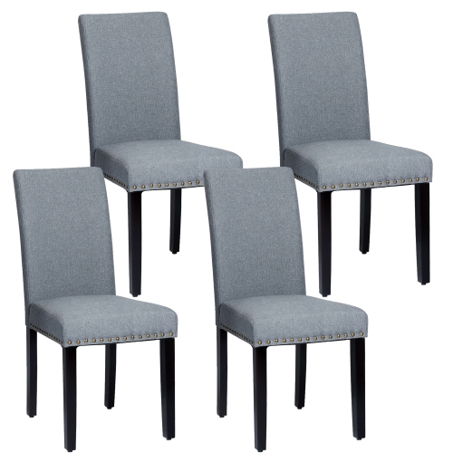 Costway Set Of 4 Fabric Dining Chairs W, Fabric Nailhead Dining Chairs