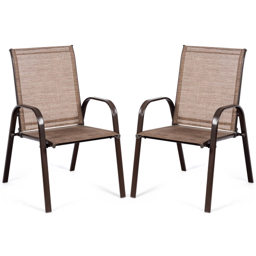 Costway 2PCS Patio Chairs Deck Yard W/Armrest