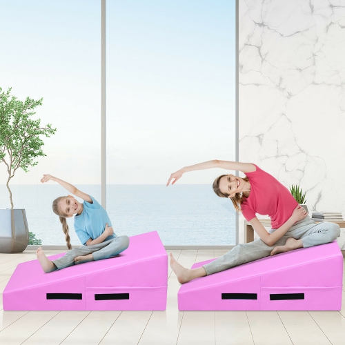 Costway Incline Tumbling Mat Wedge Ramp Gym Fitness Skill Shape Gymnastics Mat W/Handles