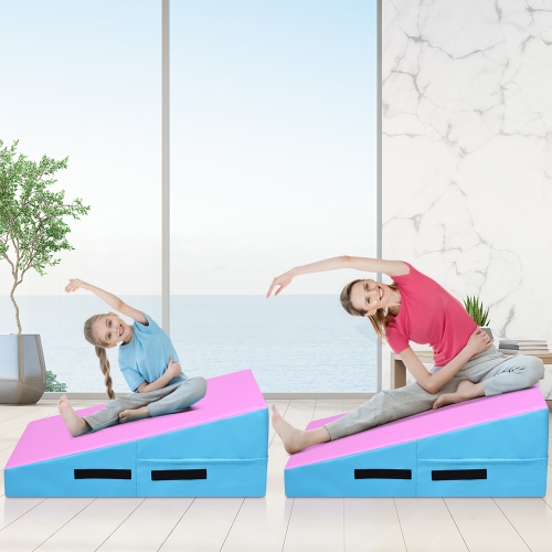 Costway Incline Gymnastics Mat Wedge Ramp Gym Fitness Skill Shape Tumbling Mat W/Handles
