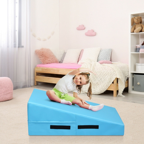 Costway Incline Gymnastics Mat Wedge Ramp Gym Fitness Skill Tumbling Exercise Mat Blue