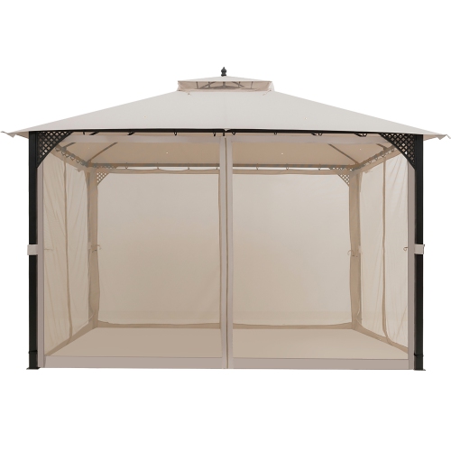 Costway 12' x 10' Outdoor Patio Gazebo Canopy Shelter Double Top Sidewalls Netting