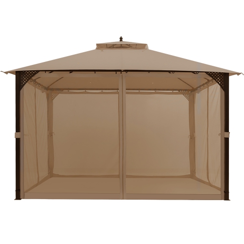 Costway 12' x 10' Outdoor Patio Gazebo Canopy Shelter Double Top Sidewalls Netting