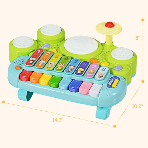 Costway 3 in 1 Musical Instruments Electronic Piano Xylophone Drum Set Learning Toys