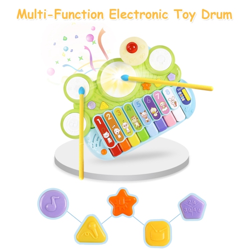 Costway 3 in 1 Musical Instruments Electronic Piano Xylophone Drum Set Learning Toys
