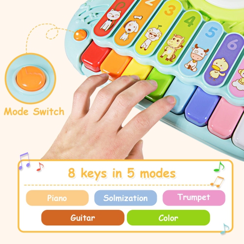 Costway 3 in 1 Musical Instruments Electronic Piano Xylophone Drum Set Learning Toys