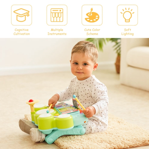 Costway 3 in 1 Musical Instruments Electronic Piano Xylophone Drum Set Learning Toys