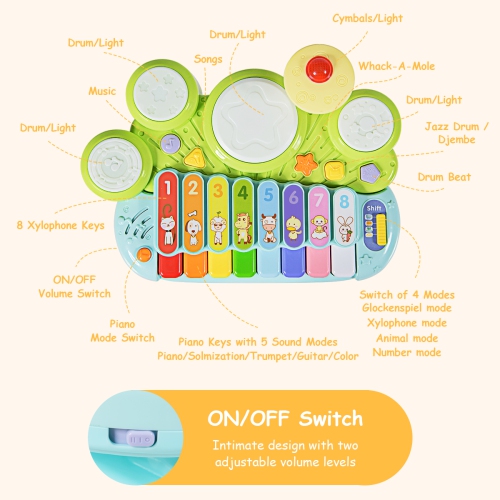 Costway 3 in 1 Musical Instruments Electronic Piano Xylophone Drum Set Learning Toys