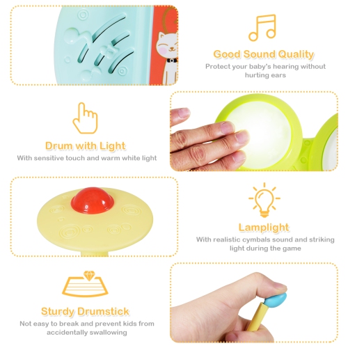 Costway 3 in 1 Musical Instruments Electronic Piano Xylophone Drum Set Learning Toys