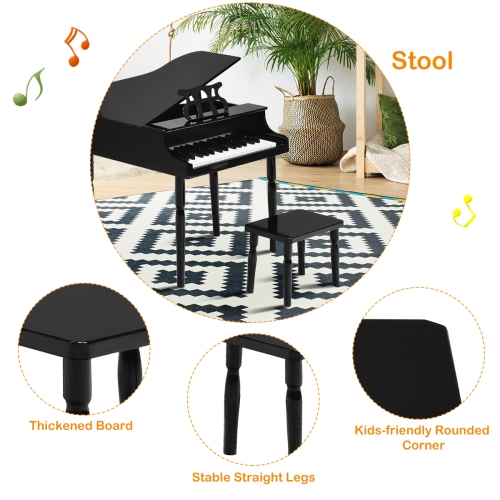 Piano Classique de Marque Costway en Bois à 30 touches avec banc et support à musique Noir