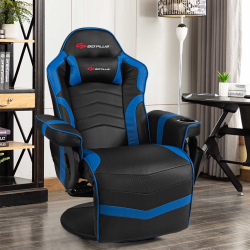 Goplus Massage Gaming Recliner Reclining Racing Chair Swivel