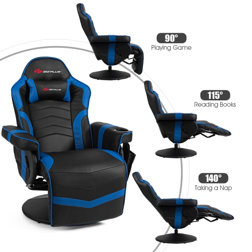 Goplus Massage Gaming Recliner Reclining Racing Chair Swivel