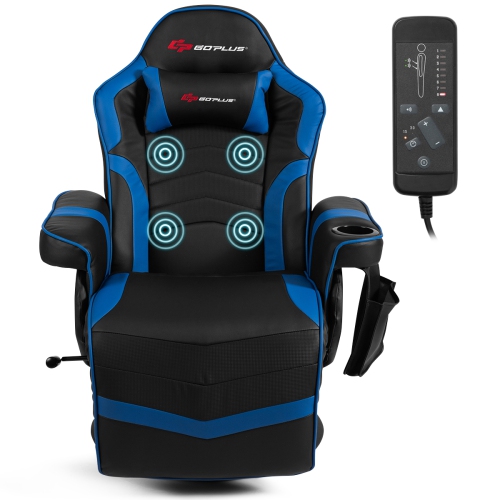 Goplus Massage Gaming Recliner Reclining Racing Chair Swivel