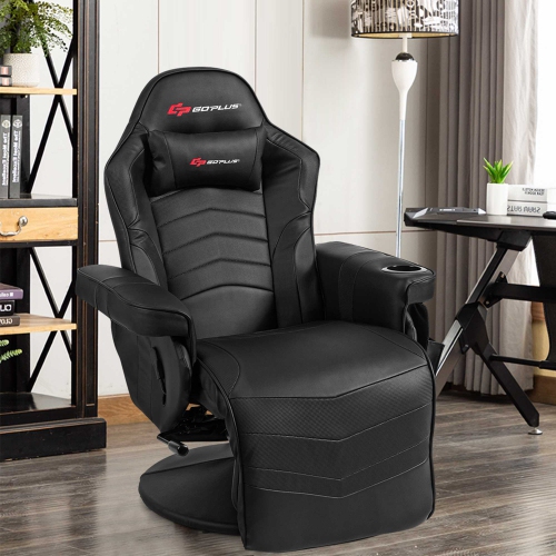 Goplus Massage Gaming Recliner Reclining Racing Chair Swivel
