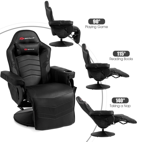 Goplus Massage Gaming Recliner Reclining Racing Chair Swivel