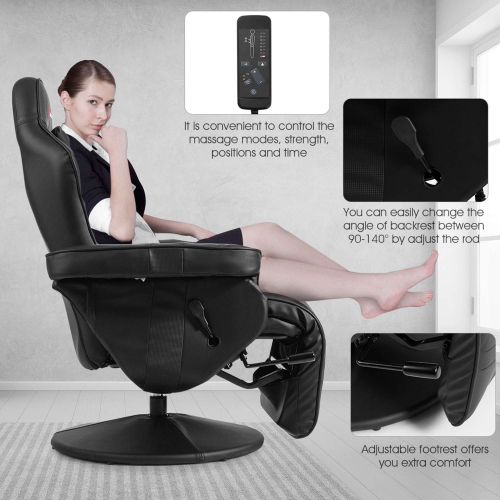 Goplus Massage Gaming Recliner Reclining Racing Chair Swivel