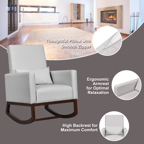 Costway Set of 2 Dual-use Upholstered Rocking Chair w/Pillow