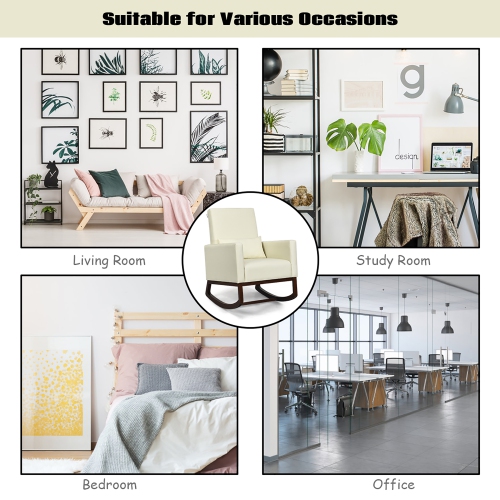 Costway Set of 2 Dual-use Upholstered Rocking Chair w/Pillow