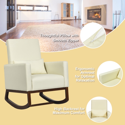 Costway Set of 2 Dual-use Upholstered Rocking Chair w/Pillow
