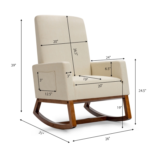 Fauteuil à bascule en tissu Costway – Style rétro