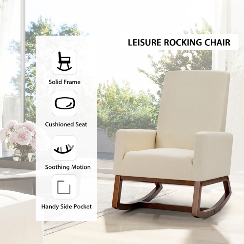 Fauteuil à bascule en tissu Costway – Style rétro