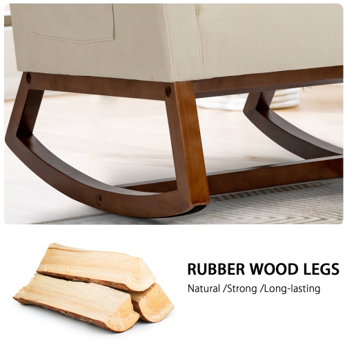 Fauteuil à bascule en tissu Costway – Style rétro