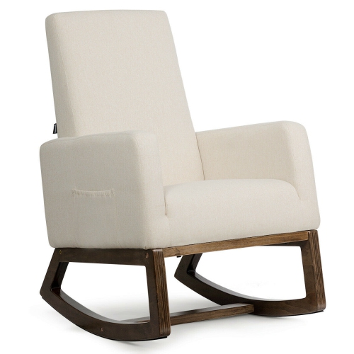 Fauteuil à bascule en tissu Costway – Style rétro