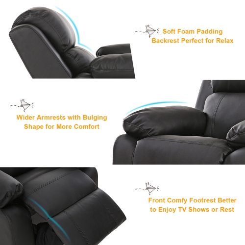 Costway Deluxe Padded Kids Sofa Armchair Recliner Headrest Children w/ Storage Arm Black