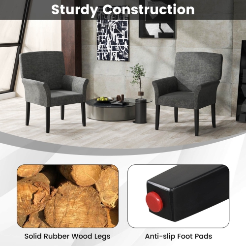 Costway Executive Guest Chair Reception Waiting Room Arm Chair w/Rubber Wood Legs