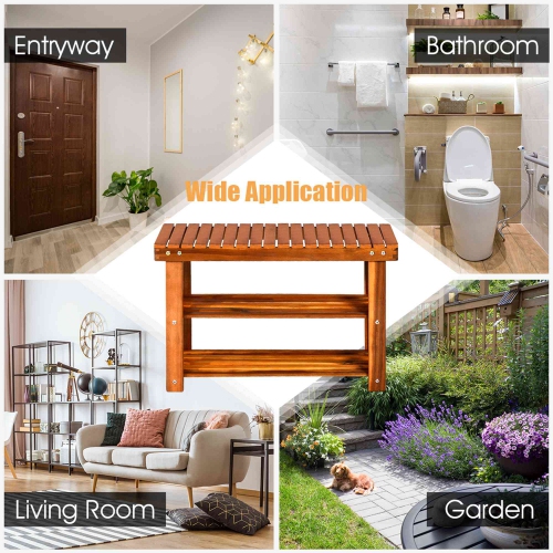 Costway 3-Tier Wood Shoe Rack 27.5' Shoe Bench Freestanding Boots Organizer Heavy-duty