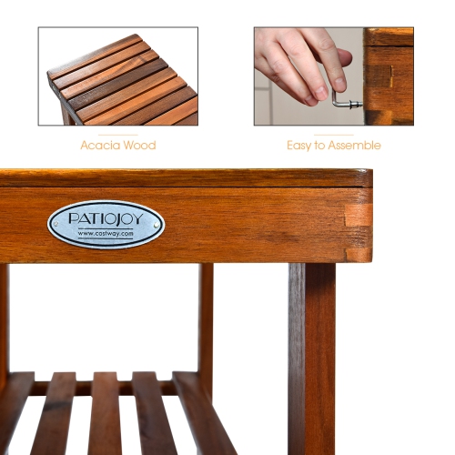 Costway 3-Tier Wood Shoe Rack 27.5' Shoe Bench Freestanding Boots Organizer Heavy-duty