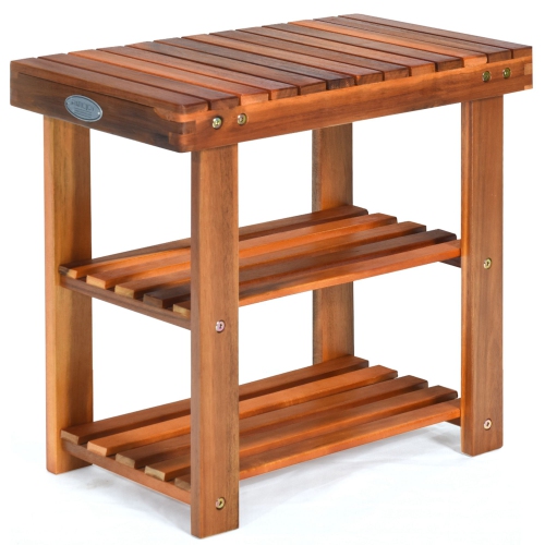 COSTWAY  3-Tier Wood Shoe Rack 19' Shoe Bench Freestanding Boots Organizer Heavy-Duty