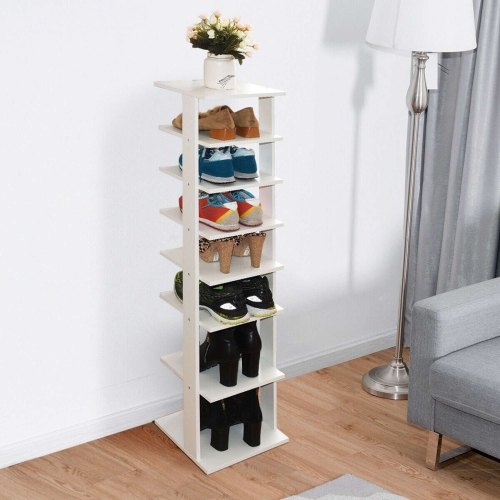 Costway Wooden Shoes Storage Stand 7 Tiers Shoe Rack Organizer Multi-shoe Rack Shoebox