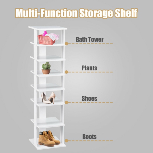 Costway Wooden Shoes Storage Stand 7 Tiers Shoe Rack Organizer Multi-shoe Rack Shoebox