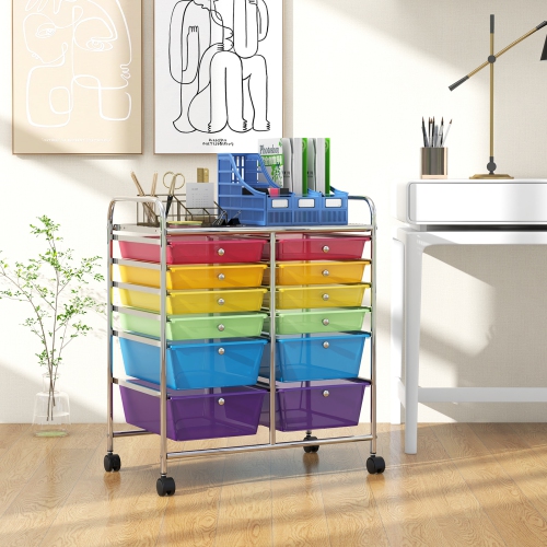 Costway 12 Drawers Rolling Cart Storage Mutlicolor Scrapbook Paper Studio Organizer Bins