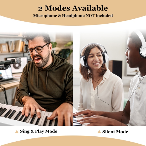 Costway 88 Keys Portable Digital Piano w/ Power Supply Sustain Pedal & Bluetooth