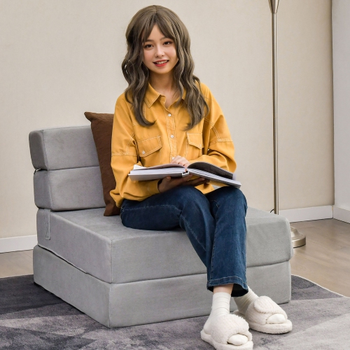 Costway Tri-Fold Fold Down Chair Flip Out Lounger Convertible Sleeper Bed Couch Dorm New