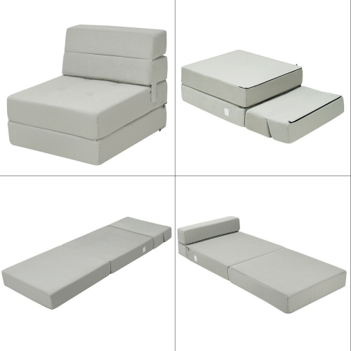 Costway Tri-Fold Fold Down Chair Flip Out Lounger Convertible Sleeper Bed Couch Dorm New