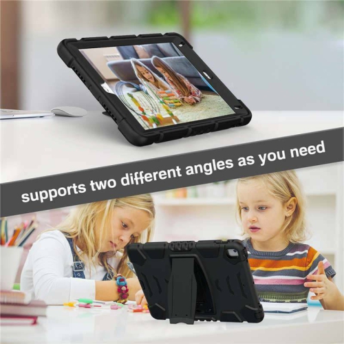 Shockproof Heavy Duty Rugged Defender Hard Case Kickstand Cover for iPad Air 1 2 1st 2nd Gen / Pro 9.7", Black