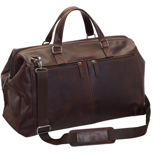 Mancini Buffalo Leather Duffle Bag - Brown