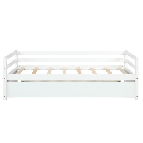 Costway Twin Size Trundle Daybed Wooden Slat Support Mattress Platform for Kids