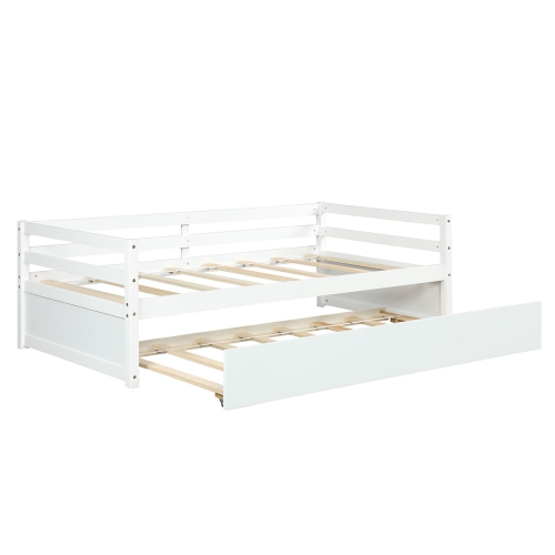 Costway Twin Size Trundle Daybed Wooden Slat Support Mattress Platform for Kids